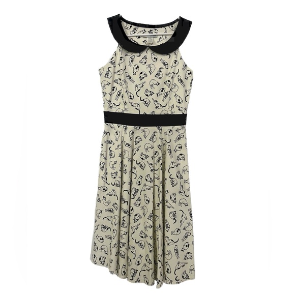 Eva Prose Off-white Scoop Neck Sleeveless Cat Dress - Picture 1 of 5